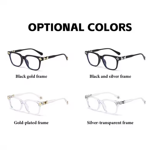 2026 New Oversized Frame Blue Light Blocking Glasses with Rhinestone Decor Anti Radiation Computer Eyeglasses F114