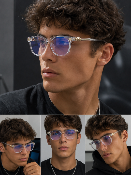 2026 New Oversized Frame Blue Light Blocking Glasses with Rhinestone Decor Anti Radiation Computer Eyeglasses F114